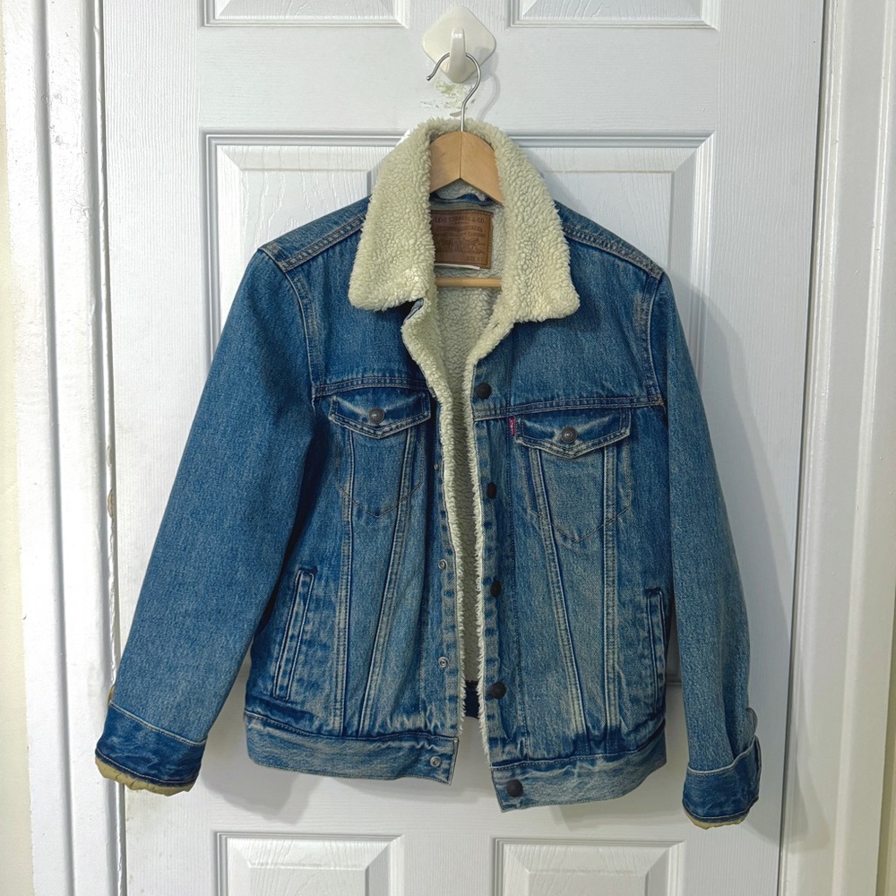 Levi's Cream Sherpa Lined Jacket